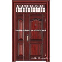 Double Door Leaf Design Steel Security Door with Top Window KKDFB-8010 From China Top 10 Brand